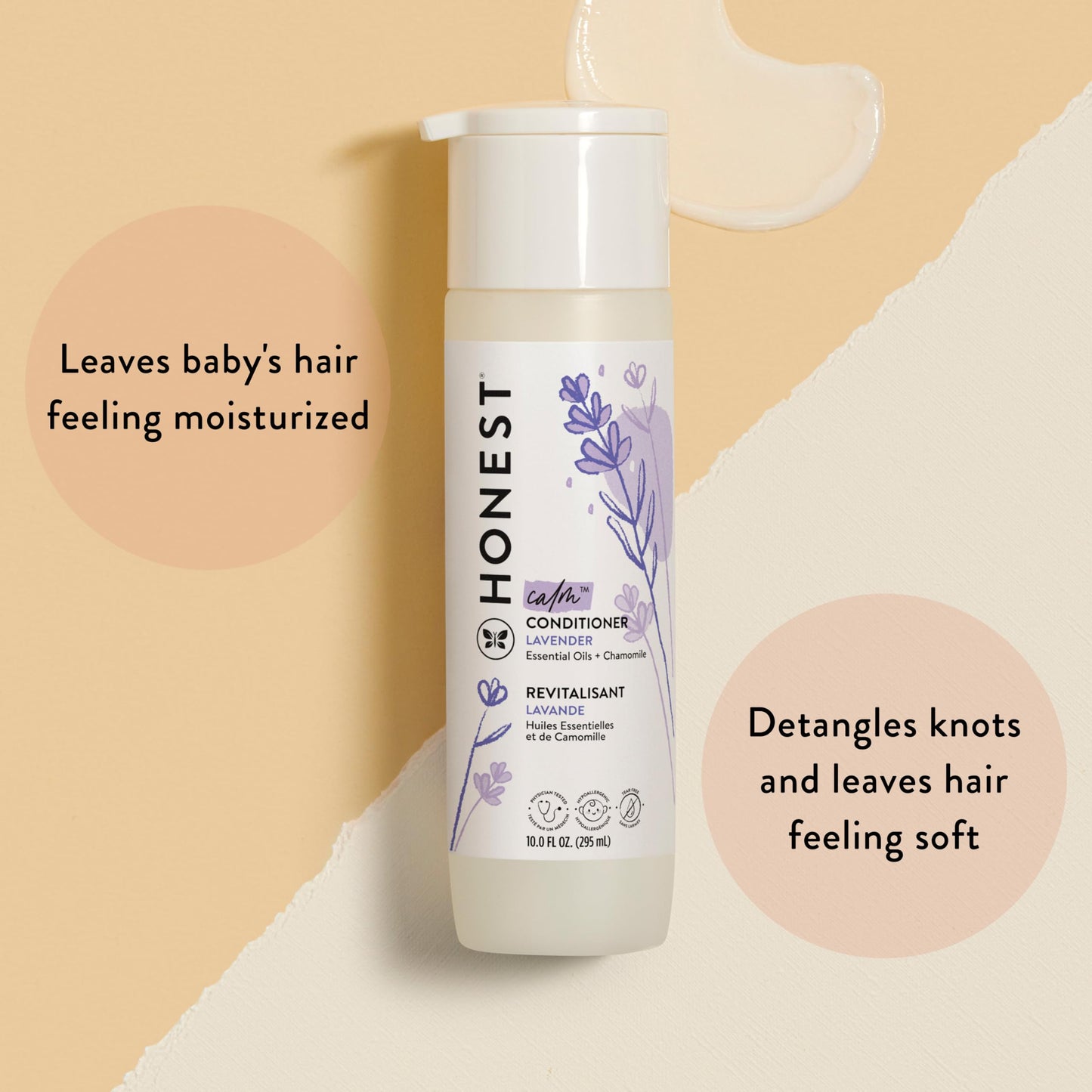 The Honest Company Baby Shampoo, Body Wash & Conditioner Duo, 2-in-1 Cleansing, Silicone-Free, Naturally Derived, Lavender Calm Scent, 20 fl oz