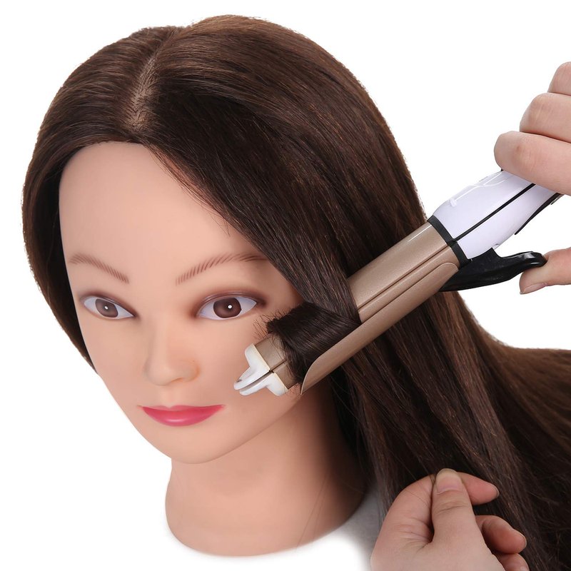 SOPHIRE 26"-28" Long Hair Mannequin Head with 80% Real Human Hair, Hairdresser Practice Training Head Cosmetology Manikin Doll Head with 9 Tools and Clamp - Golden, Makeup On