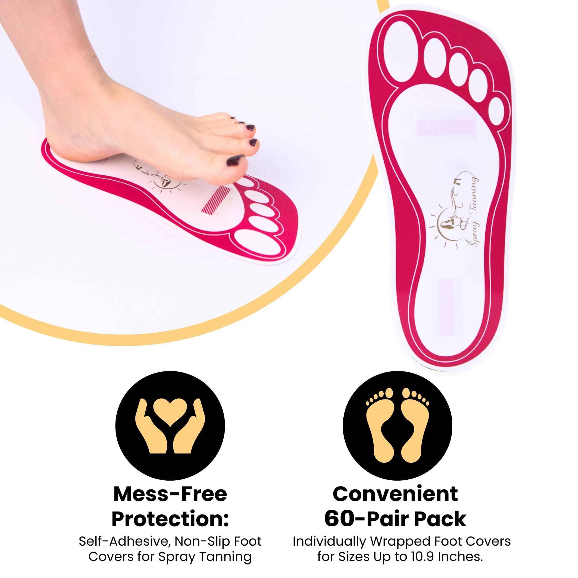 60 Pairs(120 Feets) Disposable Tanning Feet Pads Sunless Airbrush Spray Tent Protect Foot Shaped Spray Tan Sandals