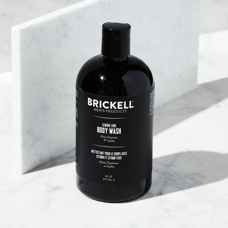 Brickell Men's Invigorating Body Wash for Men, Deep Cleaning Shower Gel with Aloe, Jojoba, and Vitamin E, Scented (Lemon Lime, 16 oz)
