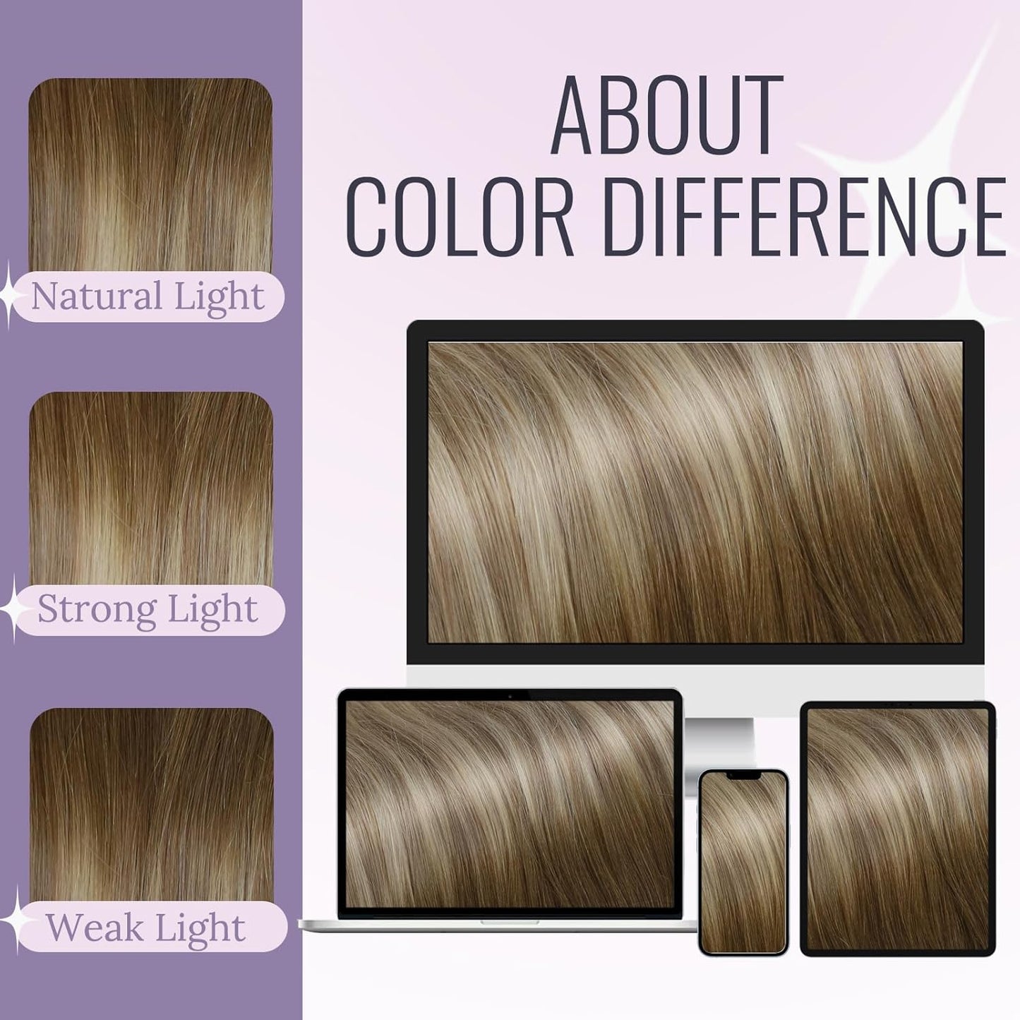 Invisible Wire Hair Extensions - Balayage Olive Brown to Ash Brown Mix Blonde, 12 Inch, 76g Remy Human Hair for Quick Volume