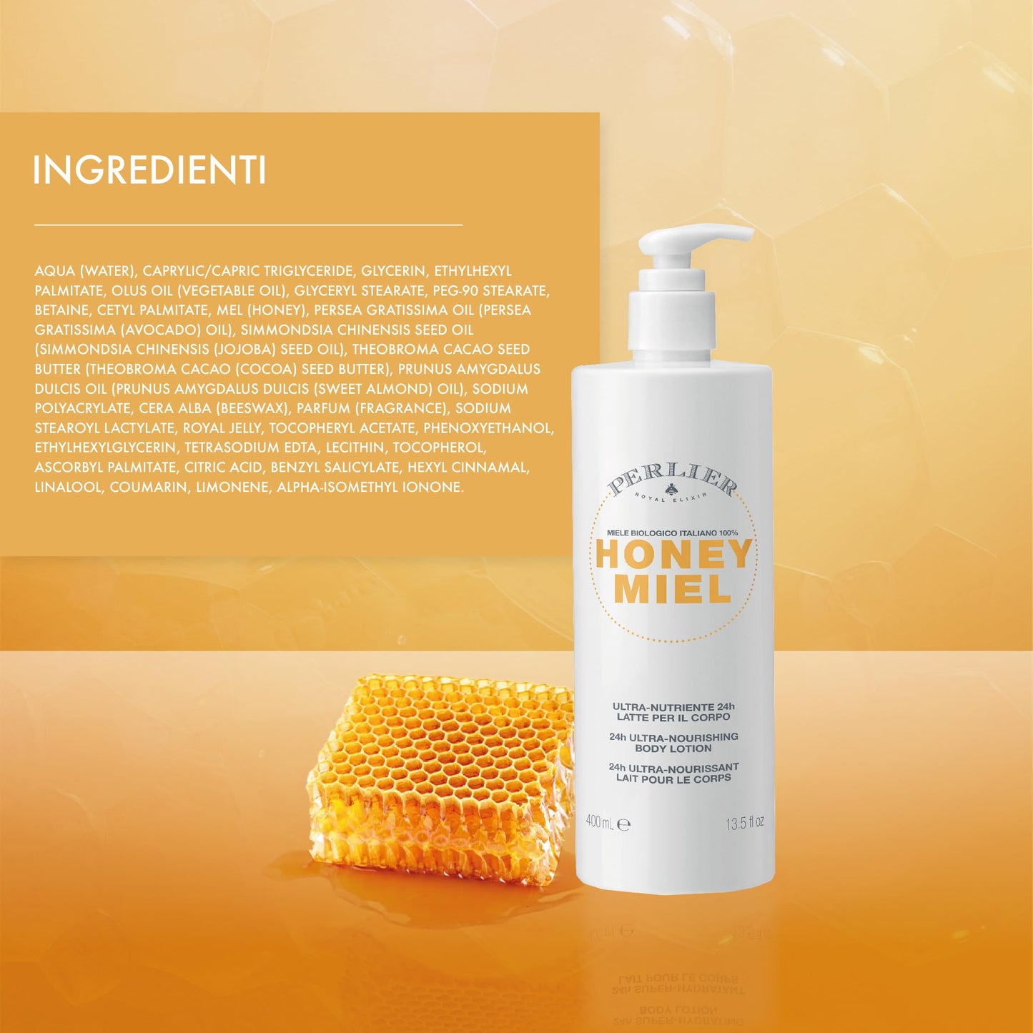 Perlier Honey Miel Ultra-Nourishing Body Lotion 400 ml, 13.5 Fl Oz, Made in Italy [Italian import]