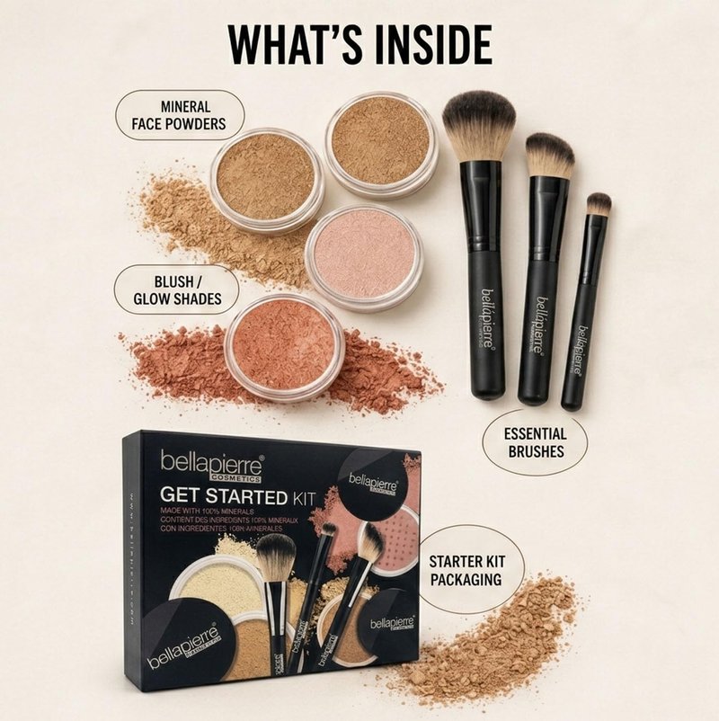 bellapierre Get Started Kit | Includes 2 Mineral Foundations, 1 Blush, & 1 Bronzer | Mineral Makeup Essentials | Non-Toxic and Paraben Free | Oil and Cruelty Free | Long Lasting Formulas – Fair