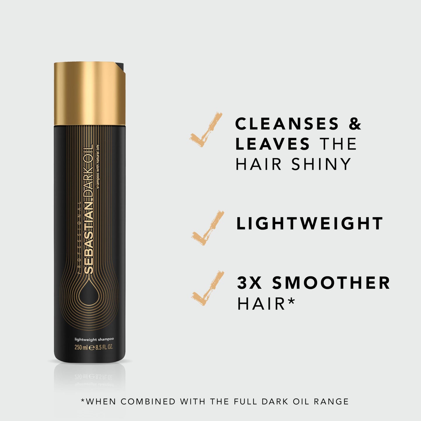Sebastian Professional Dark Oil Lightweight Shampoo | Infused with Jojoba & Argan Oil | 8.4 fl oz