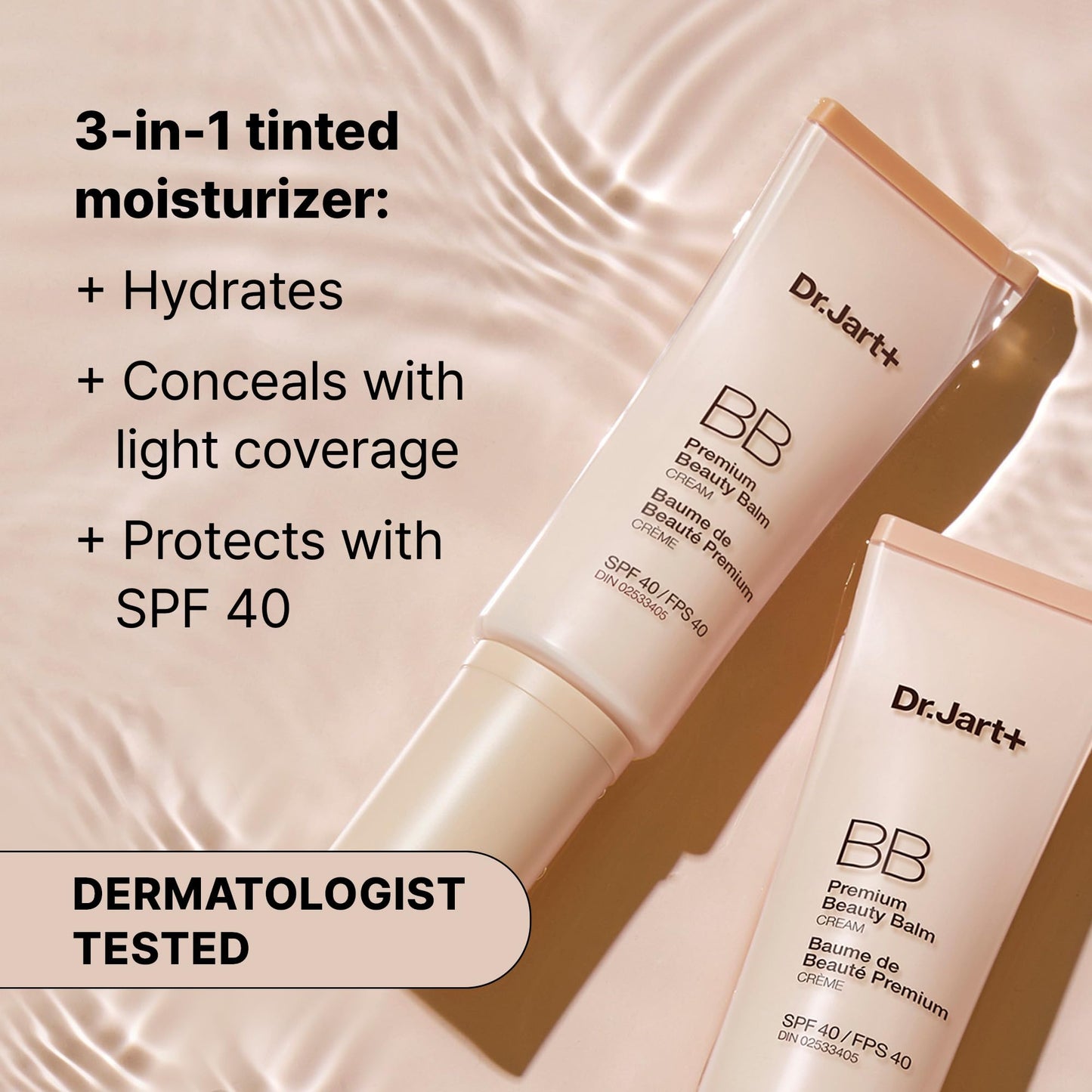 Dr.Jart+ Premium BB Korean Tinted Moisturizer with SPF 40 and Niacinamide | bb cream | Skin Tint | Korean Makeup, Deep Tan-Deep, 1.35 Fl Oz