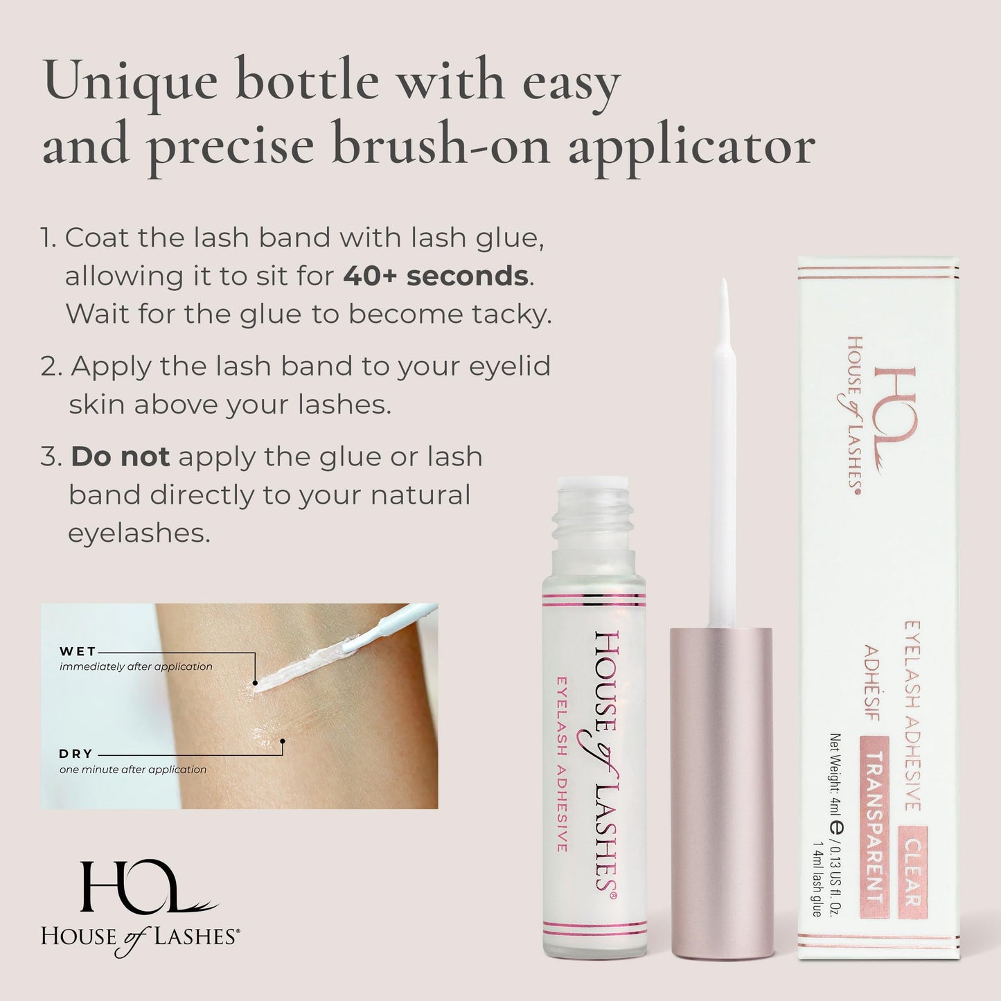House of Lashes Eyelash Glue - Latex-Free formual for Sensitive Eyes - Effective for All Day Wear Clear Lash Glue for Strip Lashes, 2 Count