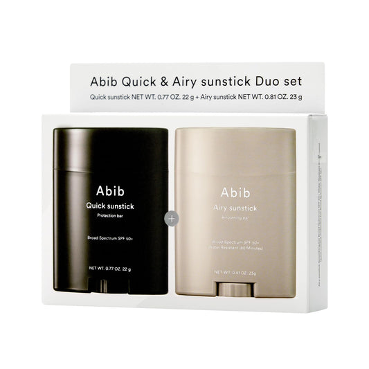 Abib Airy & Quick Sunstick DUO SPF50+ Broad Spectrum Semi-Matte & Quick Glowy Finish, No White Cast, Korean Sunscreen Stick for All Skin Types, 2 Count