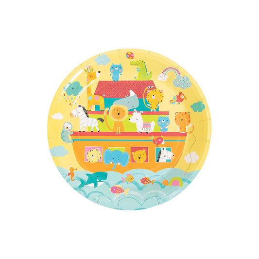 Fun Express - Noah's Ark Dessert Plate - Party Supplies - Print Tableware - Print Plates & Bowls - 8 Pieces, 7"