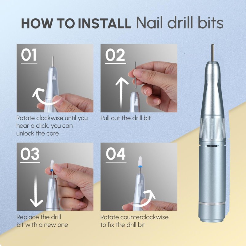Aokitec Portable Nail Drill Professional - 35000RPM Electric Rechargeable Nail Drill Machine with Drill Bits Sanding Bands E File Kit for Acrylic/Gel Nails Removal Manicure Pedicure Kit, Blue
