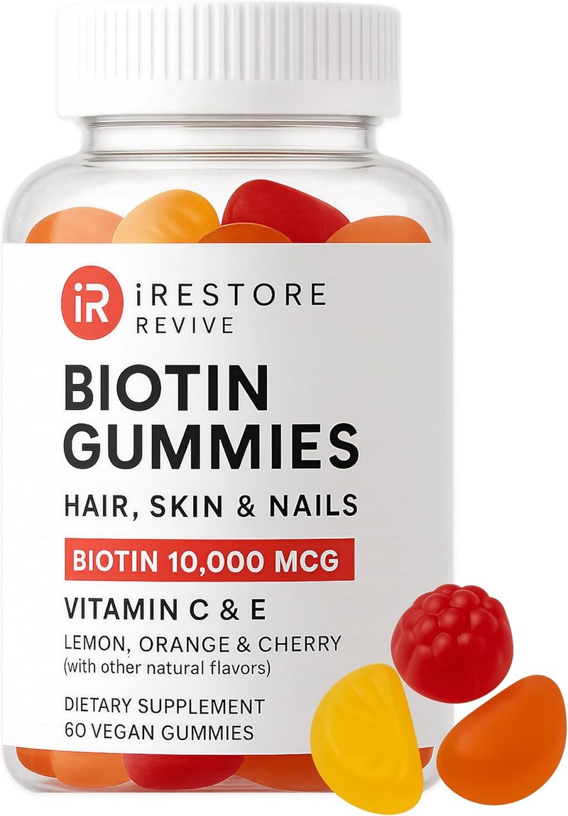 iRestore Biotin Gummies - 10,000 mcg Hair Vitamins for Healthy Skin & Nails | 60 Vegan Gummies, 30-Day Supply