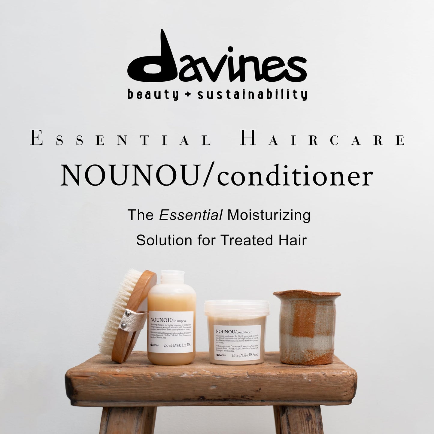 Davines NOUNOU Conditioner, Nourishing Emollient Effect for Highly-Processed, Chemically Treated, Dry, Damaged or Brittle Hair - Easy to Untangle, Travel Size, 2.54 Fl Oz