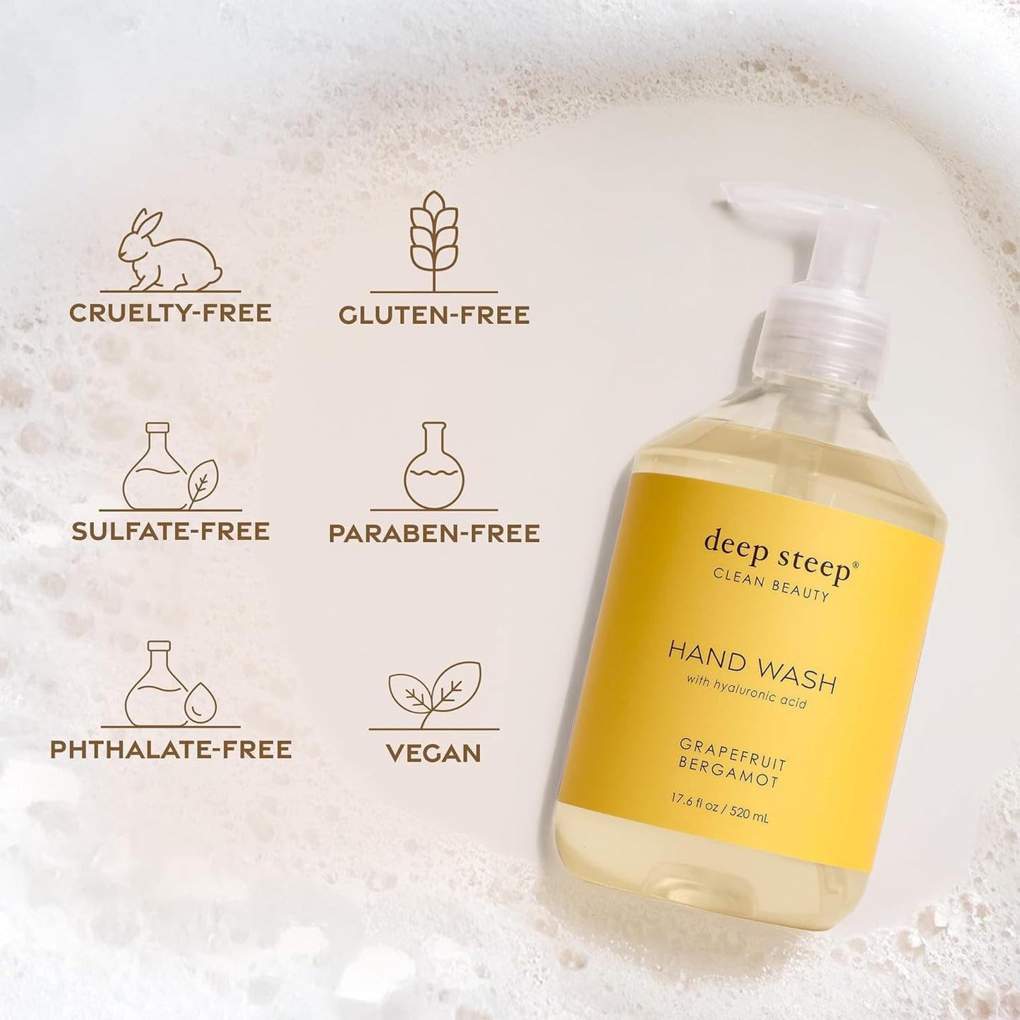 Deep Steep Liquid Hand Wash - Brown Sugar Vanilla Moisturizing Cleanser with Olive Oil & Aloe Vera | 17.6 oz