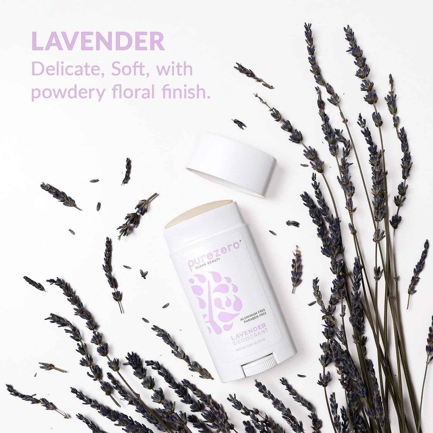 Purezero Deodorant | LAVENDER | Aluminum & Paraben Free with Baking Soda and 24-Hour Odor Protection | For Women & Men | Infused with Shea Butter & Coconut Oil (2 Pack)