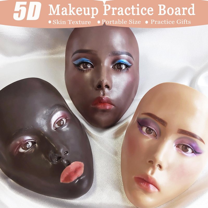 Banugo Makeup Mannequin Face - Silicone Head with Makeup Kit, Brushes & Bag for Practicing Skills or Gifts