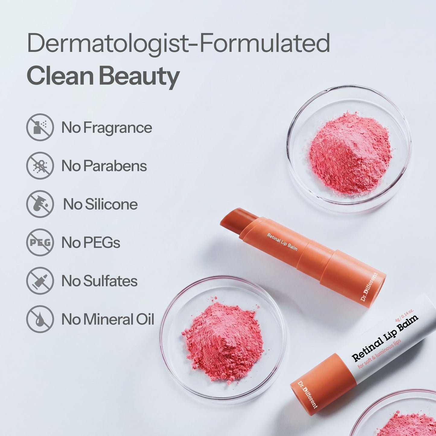 Dr.Different Retinal Lip Balm Tinted, Anti-Wrinkle Lip Treatment with Deep Hydration & Long-Lasting Moisture, K-Skincare made by Korean Dermatologist, 0.14oz