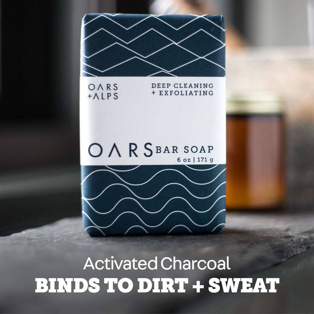 Oars + Alps Exfoliating & Moisturizing Bar Soap for Men, Deep Cleaning Soap, Clean Ingredients, All Skin Types, Blue Charcoal, 1pk