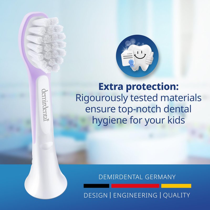 demirdental Kids Mini Toothbrush Heads Compatible with Philips Sonicare Compact Kids Toothbrush Heads - Replacement Heads Sensitive - Brush Heads from Ages 3 to 6 - Lilac - Replaces HX6038-8 Pack