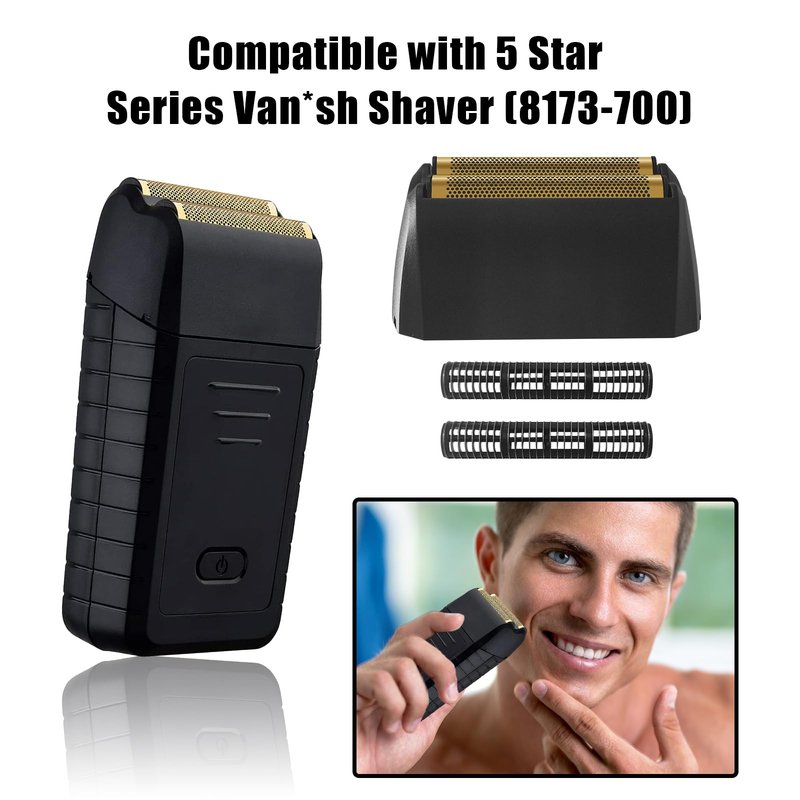 Shaver Replacement Super Close Gold Foil & Cutter Bar Assembly Compatible with Wahl 5 Star Series Vanish Shaver（8173-700） (2 Pack)