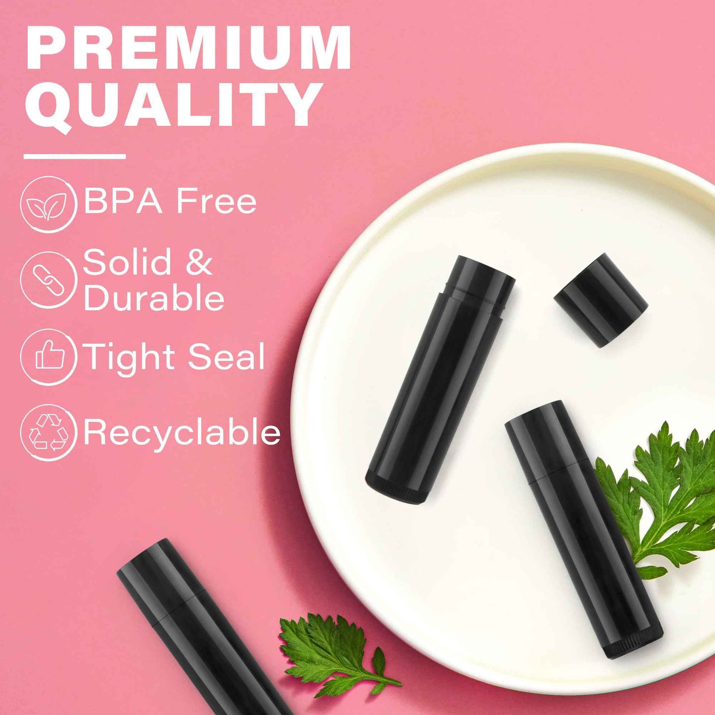 LotFancy Lip Balm Tubes with Filling Tray and Spatula, 50Pcs 4.5ml Black Lip Balm Containers, BPA Free & Leak Free, Handmade Set