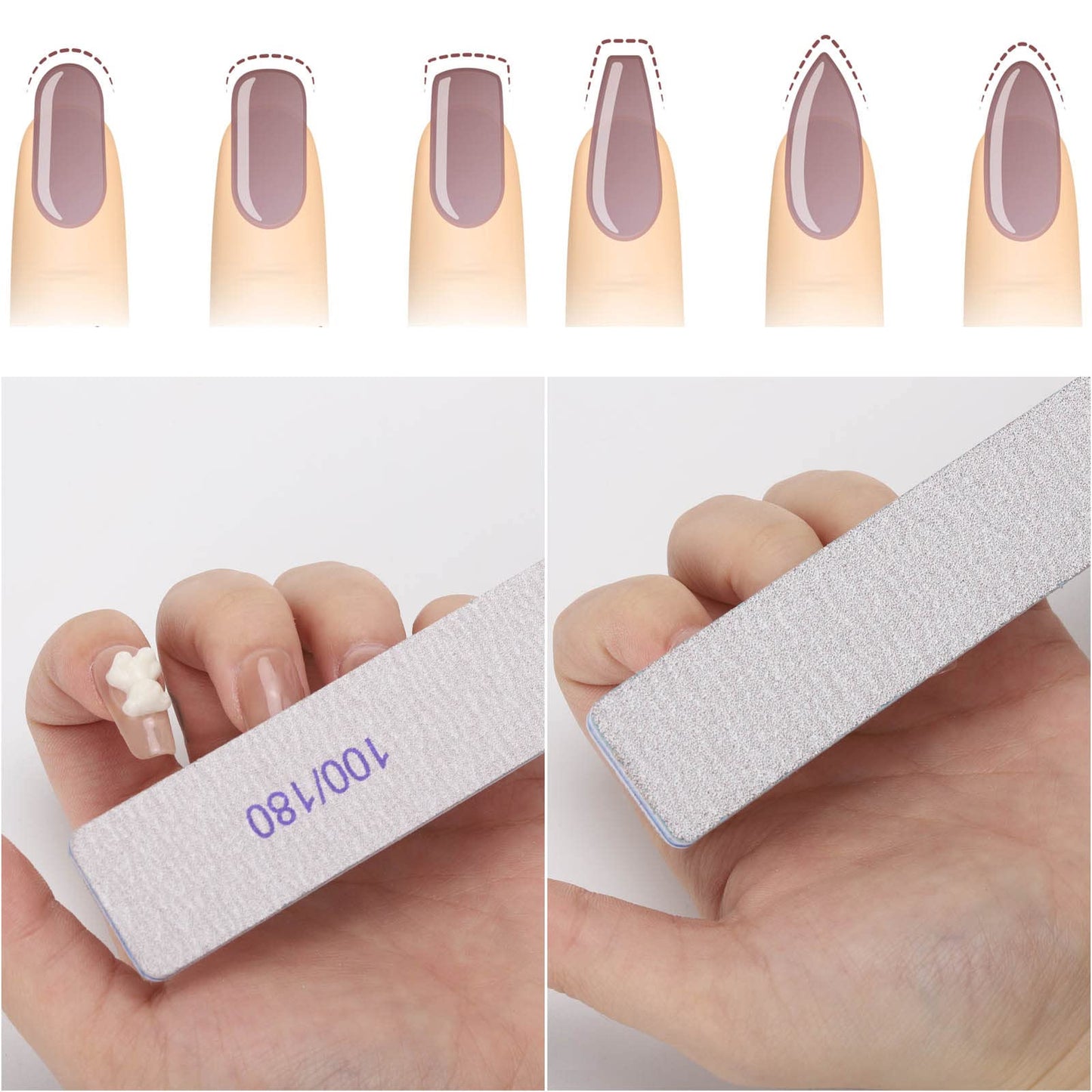 100 Pcs Black Nail Files 100/180 Grit Professional Double Sided Emery Boards Coarse and Medium Grit Rectangle Buffering File for Acrylic Nails