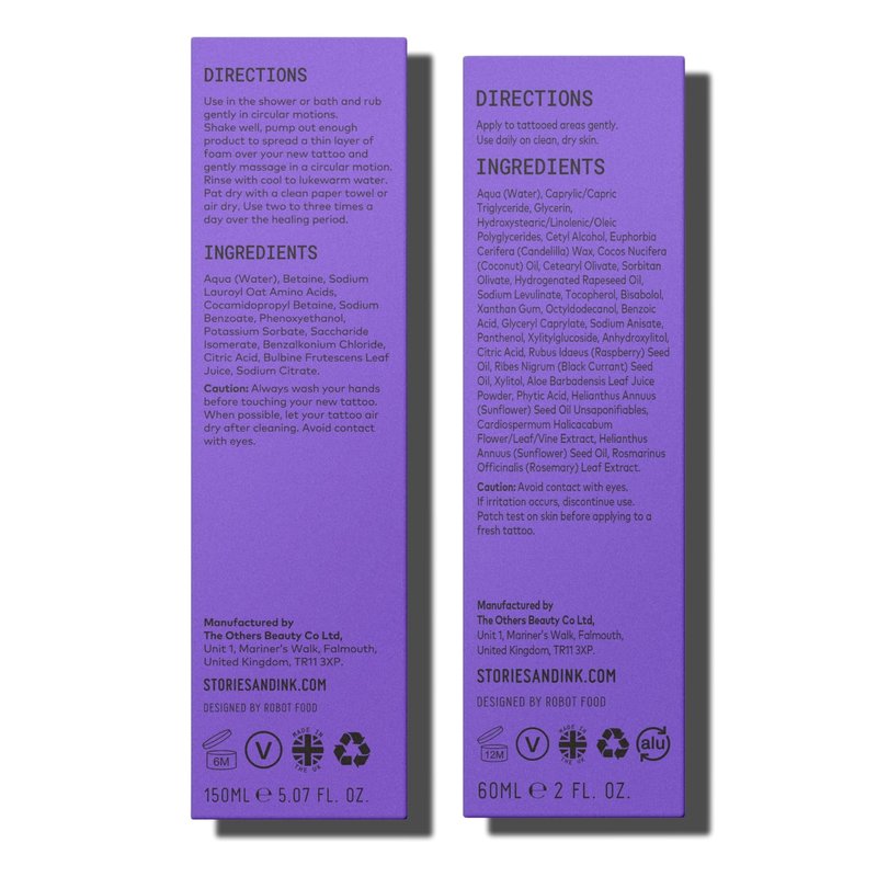 Stories & Ink Tattoo Care | AFTERCARE DUO REGIMEN | Healing Routine for Fresh Tattoos (Aftercare Cream + Aftercare Foam Cleanser), Soothes & Repairs Fresh Tattoos, Fragrance-free