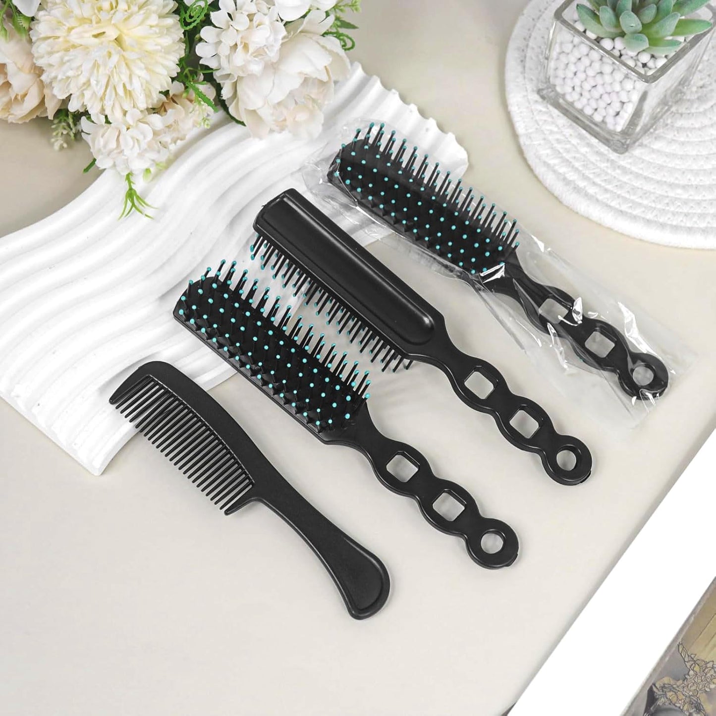 Gisdo 100 Pcs Hair Brush and Comb Set in Bulk for Homeless Individually Wrapped, Bulk Comb Brush Hairbrush for Women Kids Hotel Homeless Charity (Bright Color)