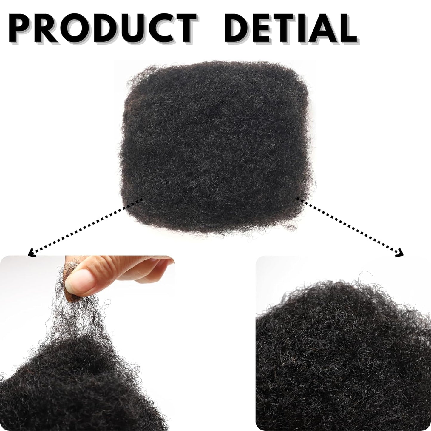Afro Kinky Bulk Human Hair - 100% Human Hair for Dreadlock Extensions | 10 Inch Natural Black, Pack of 2
