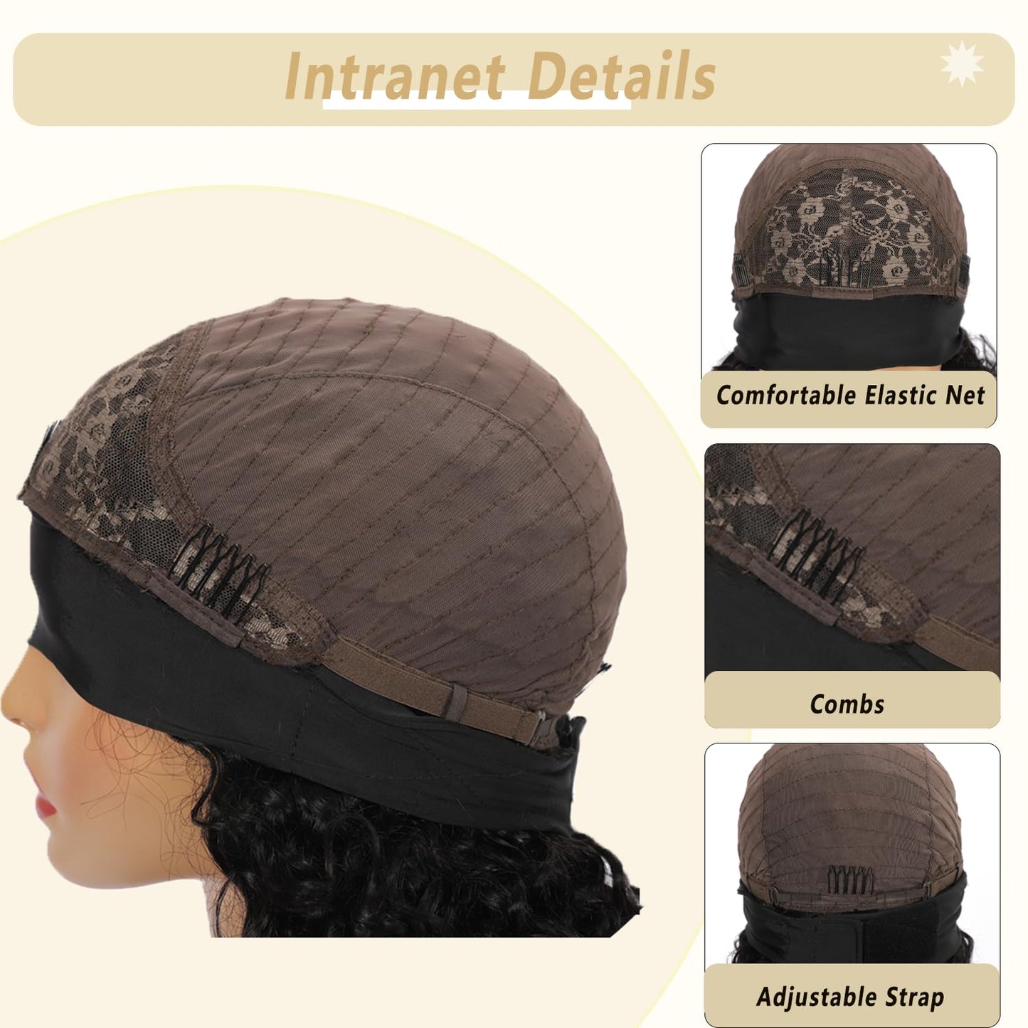 Justres Headbands Wig Human Hair Body Wave 99j