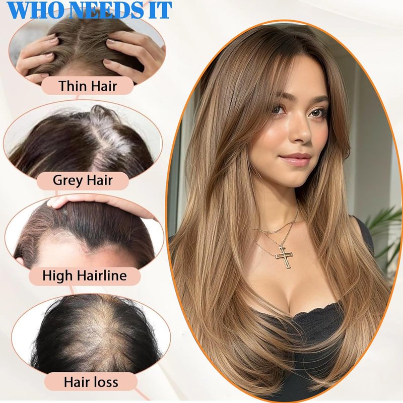 Lumhun 20Inch Hair Toppers for Women with Thinning Hair, Heat Resistant Fibre Synthetic 6.5" x 6.5" Base,Long Layered Topper for Women(Ombre Light Brown to Blonde, 20inch)