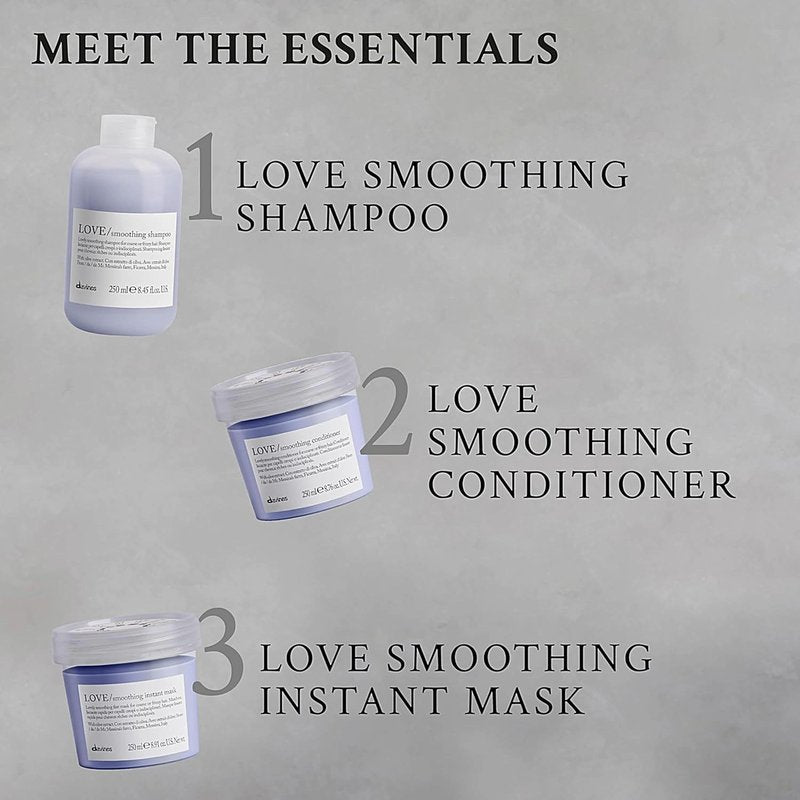 Davines LOVE Smoothing Conditioner, Taming Anti-Frizz Hydrating Action for Wavy, Unruly, Coarse Hair - Gives Controlled, Combable, Shiny, Sleek & Smooth Look, Travel Size, 2.54 Fl Oz