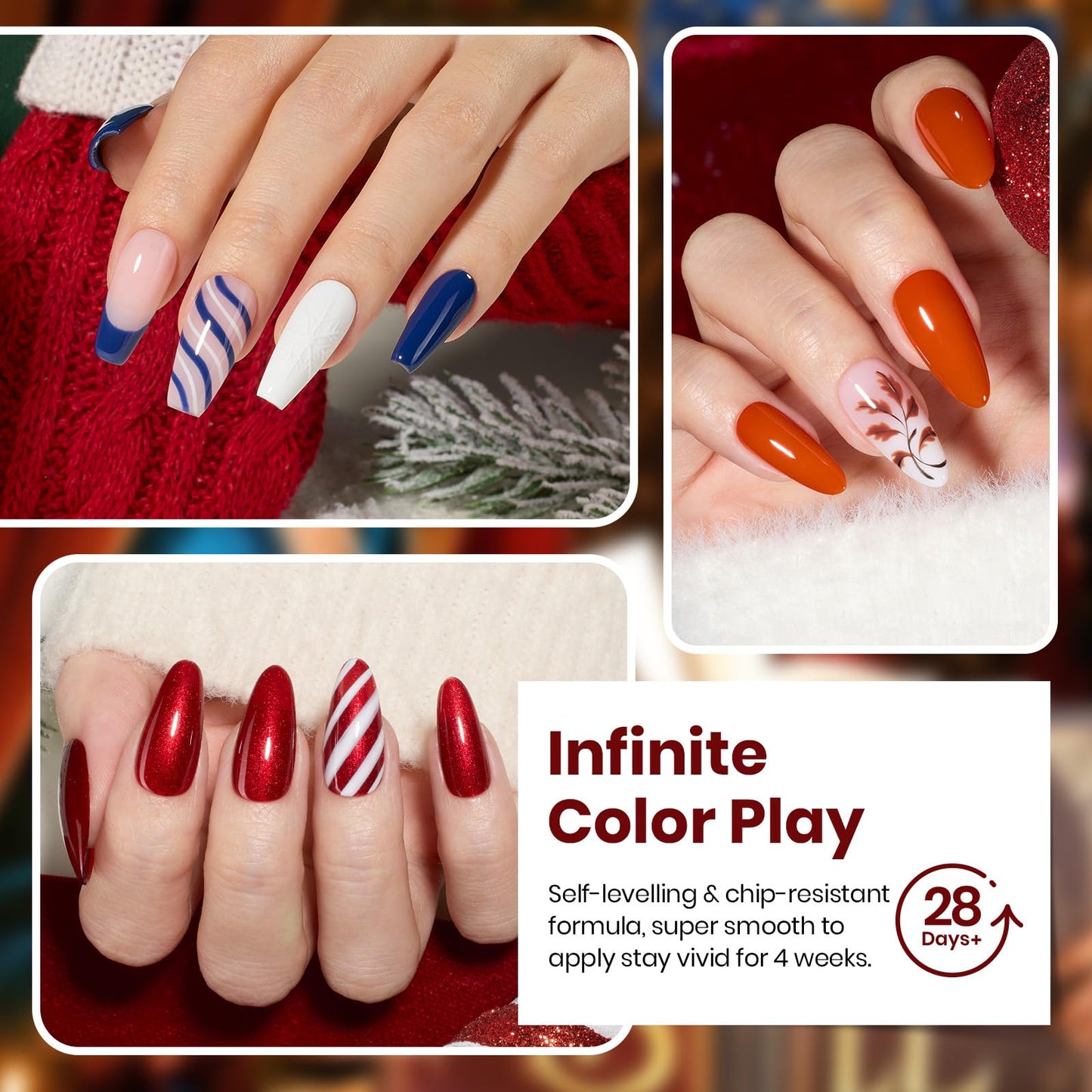 Beetles Gel Nail Polish Kit - 23Pcs Burgundy Red Brown Orange Purple Colors Gel Polish Set Brown Gray Blue Green Soak Off Uv Gel Base Top Coat Gifts for Girls Glowing Attraction