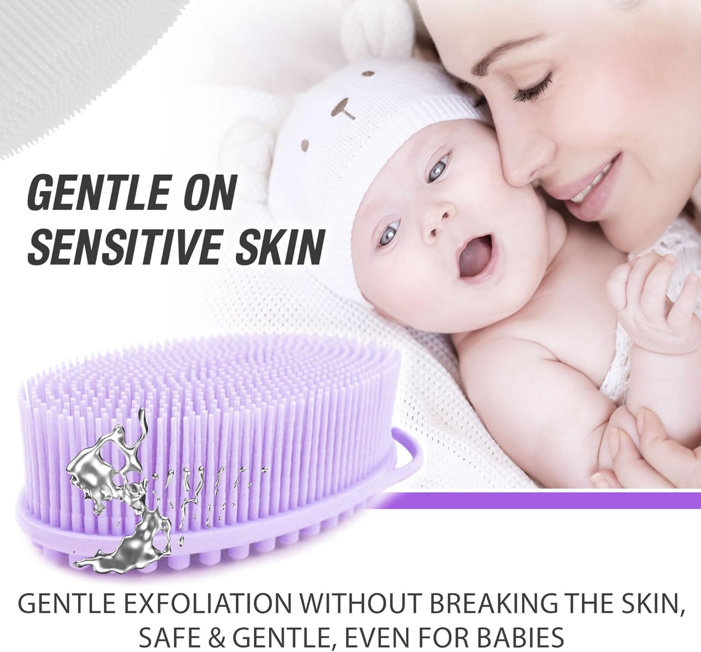 Silver-Infused Silicone Body Scrubber Bundle - Serene Green & Lavender Dual-Tone Set