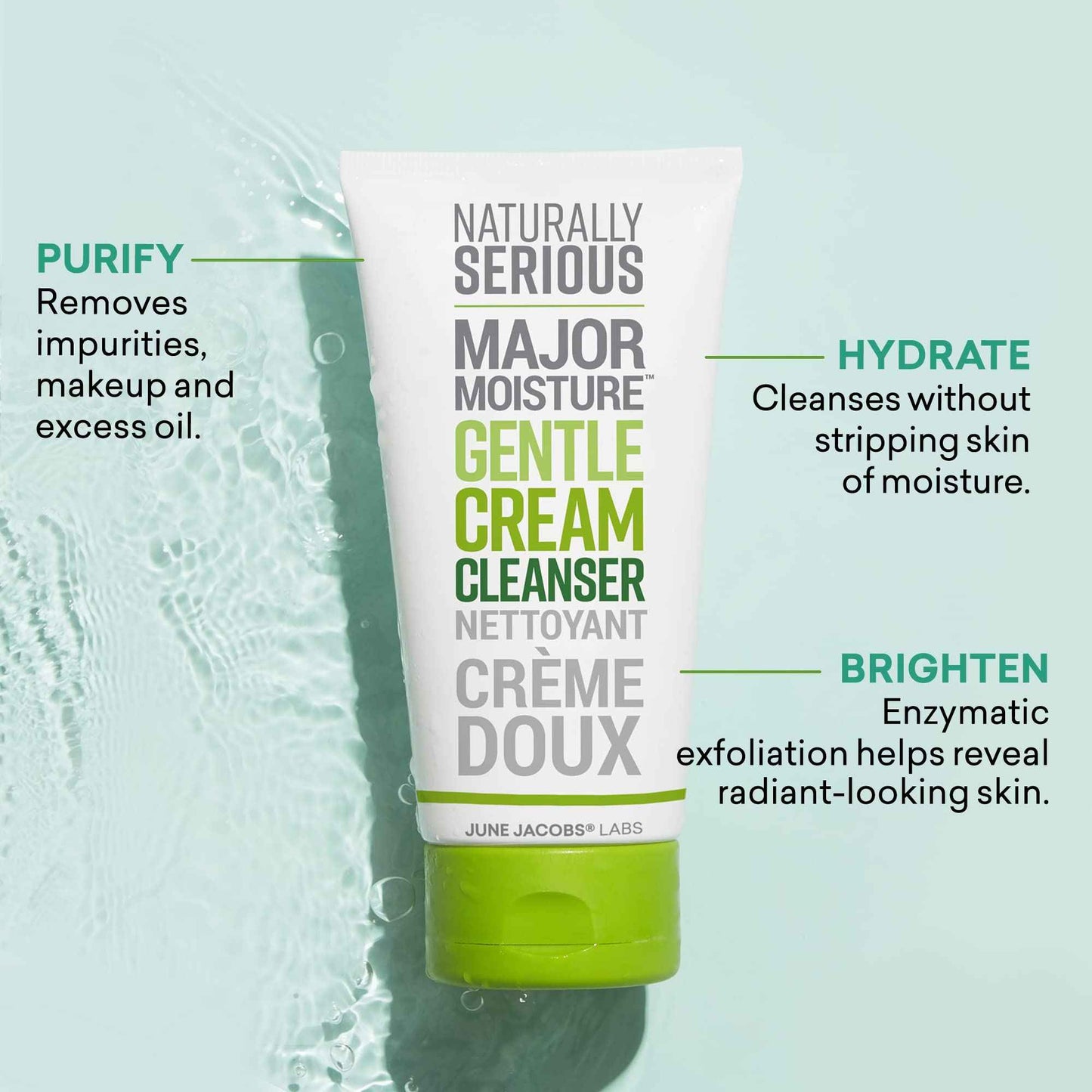 Naturally Serious | Major Moisture Gentle Cream Cleanser, Hydrating Cleanser with Coconut Oil, Makeup-Removing Cleanser, Vegetarian Skincare, Cruelty-Free Skincare