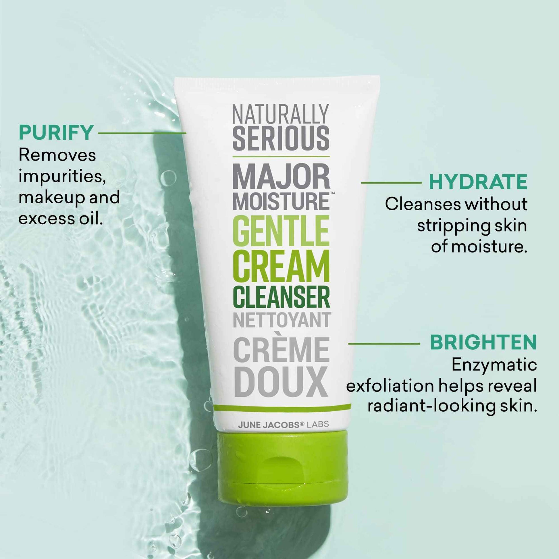 Naturally Serious | Major Moisture Gentle Cream Cleanser, Hydrating Cleanser with Coconut Oil, Makeup-Removing Cleanser, Vegetarian Skincare, Cruelty-Free Skincare