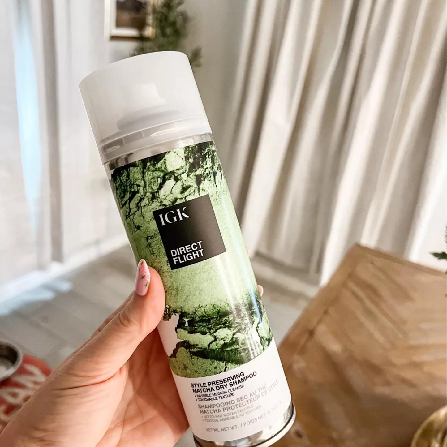 IGK DIRECT FLIGHT Multi-Tasking Matcha Dry Shampoo | Lightly Cleanses, Absorbs Oil and Refreshes Hair | No White Residue | Adds Volume and Texture | 6.3 Oz
