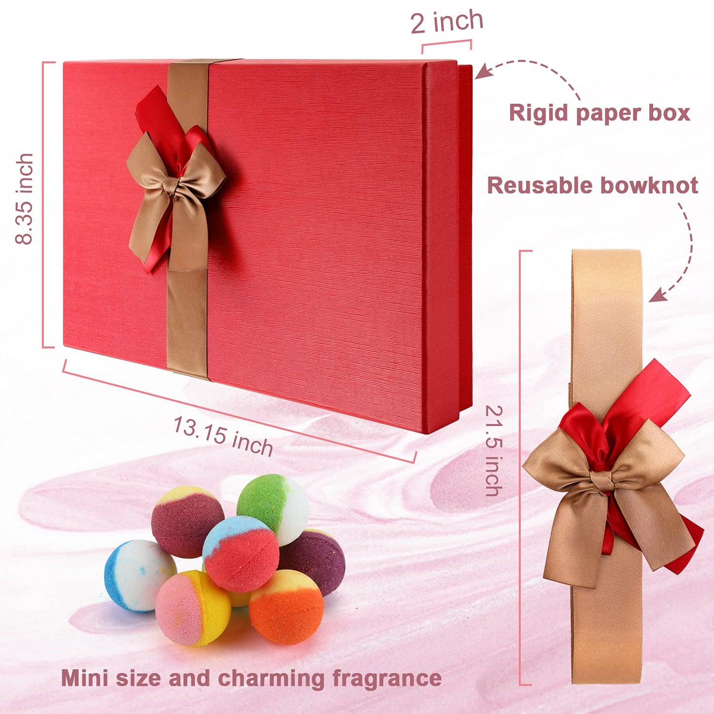 Bath Bomb Gift Set, Family Pack Mini Bath Bombs with Reusable Bowknot, 40 Pcs Organic & Natural Bath Bombs for Kids, Women and Men, Best Gift for Any Anniversaries