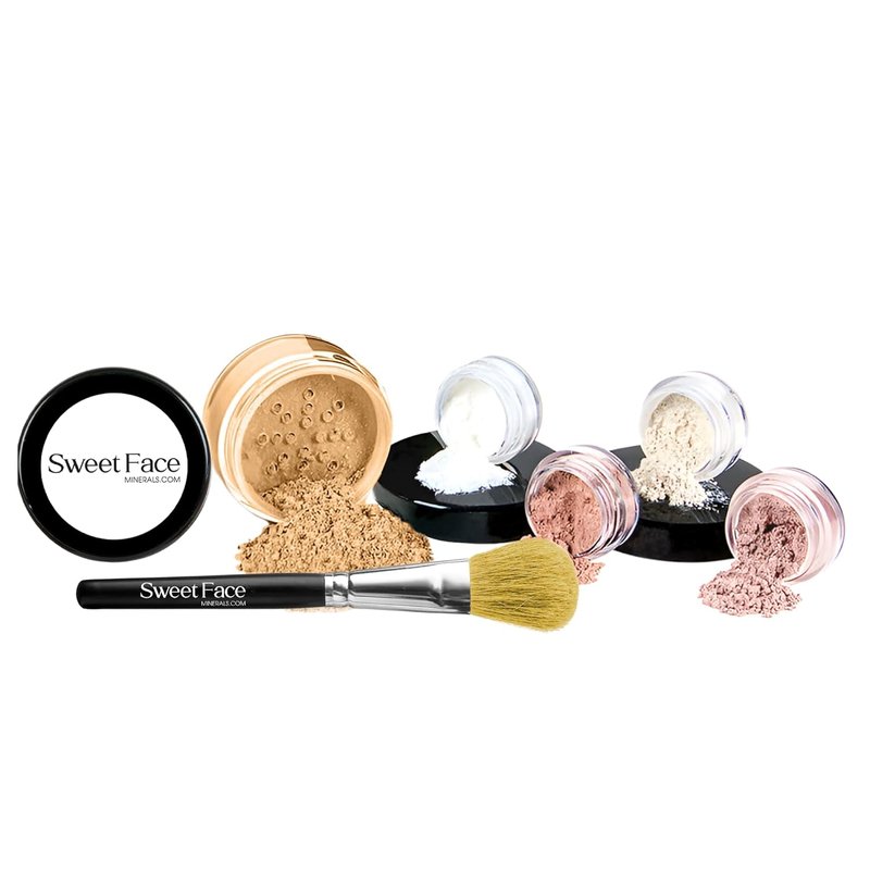 Mineral Makeup Starter Kit - Full Size Foundation, Blush, Bronzer & Setting Powder | 6pc Set in Beige