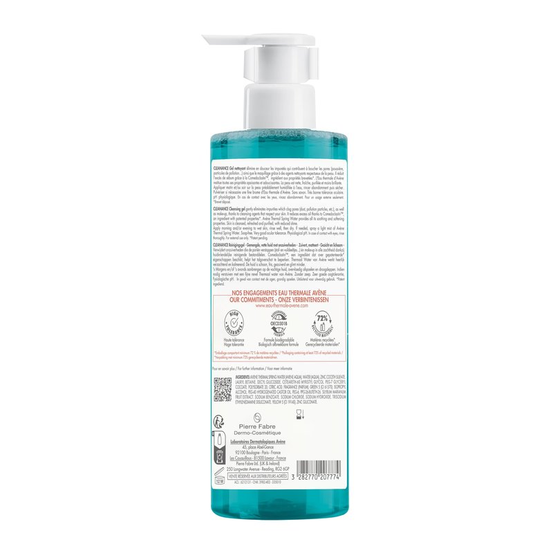 brand Avène Cleanance Cleansing Gel Soap Free Cleanser for Acne Prone, Oily, Face & Body, 13.5 Oz