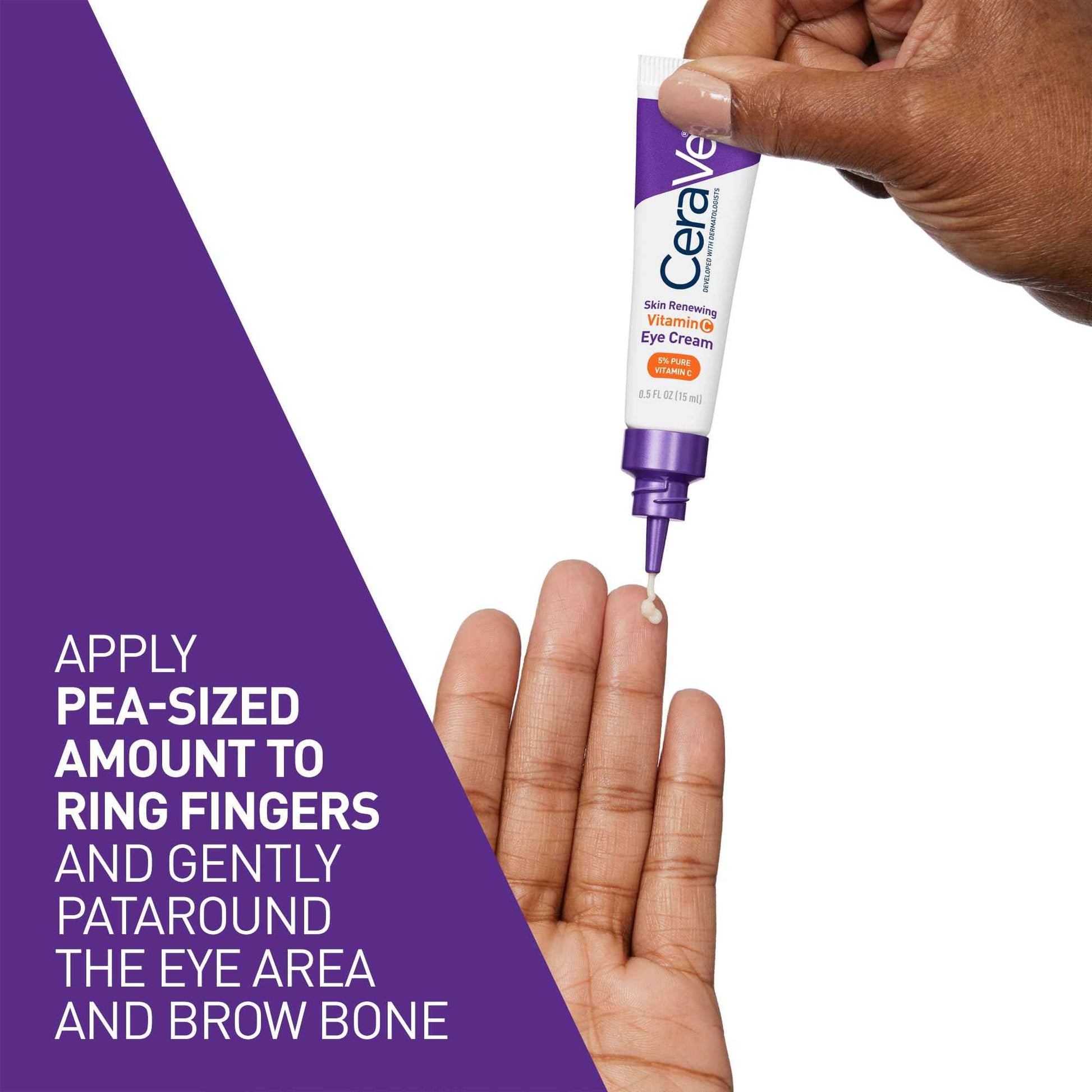 CeraVe Skin Renewing Vitamin C Eye Cream, Vitamin C, Hyaluronic Acid, Ceramides & Caffeine, Under Eye Cream For Dark Circles and Puffiness, Fragrance Free & Ophthalmologist Tested, 0.5 Fl. Oz