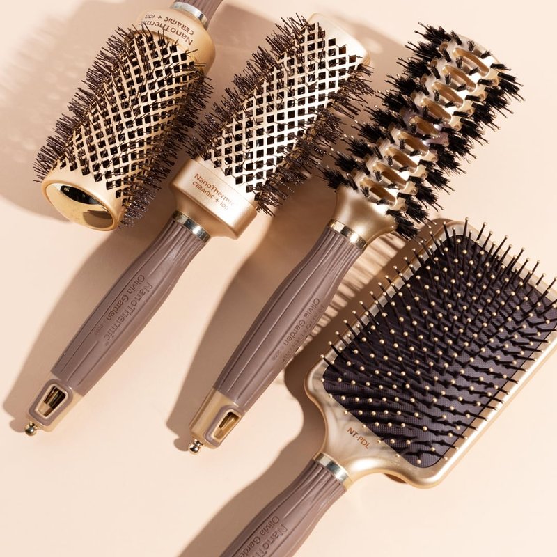 Olivia Garden Ceramic + Ion NanoThermic Styler Hair Brush - Daily Styling for All Hair Types - With Retractable Sectioning Pick, NT-PDL (Paddle)