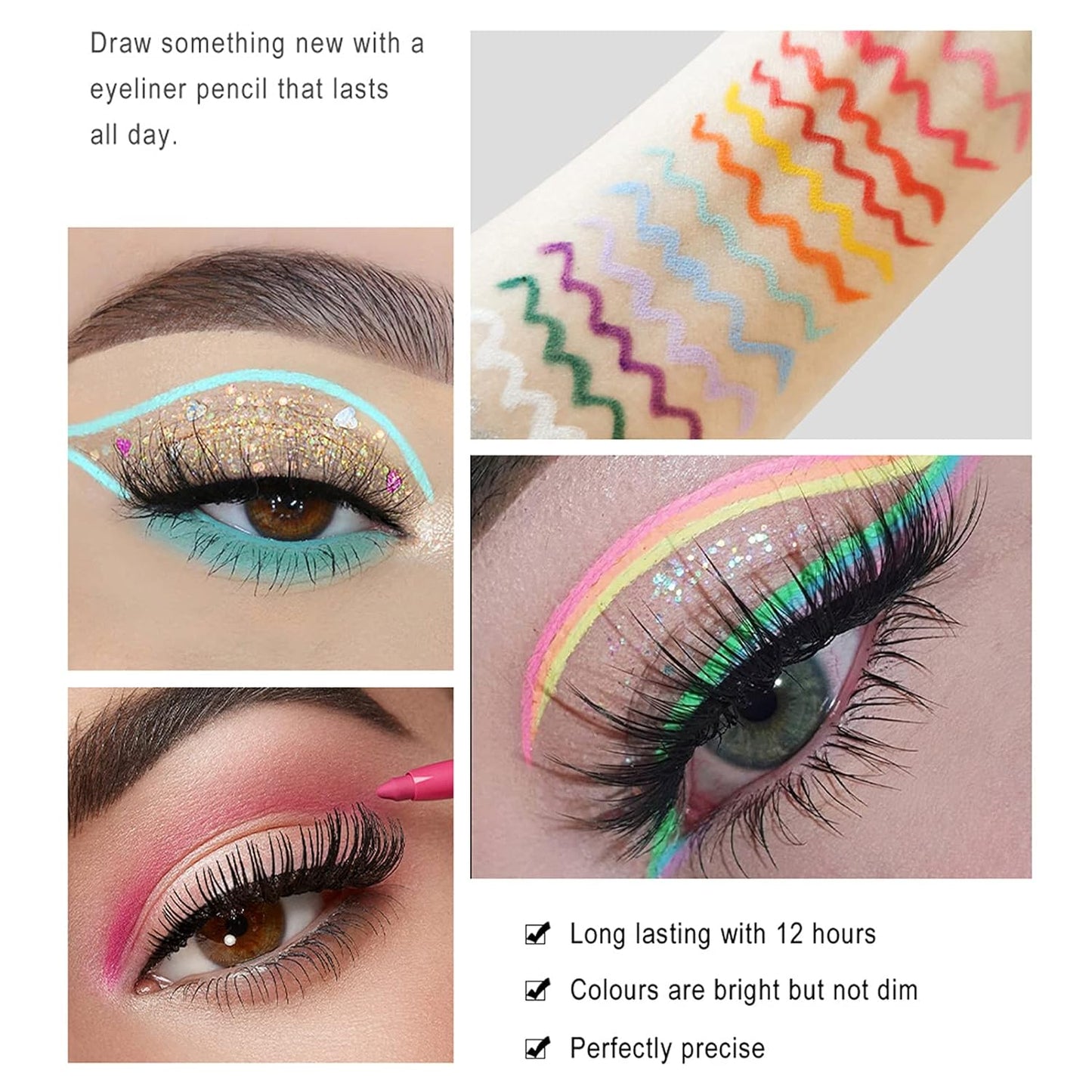 20 PCS Waterproof Colored Eyeliner Pencil Set - Long-Lasting Matte Shades | Multi-Functional Makeup Gift for Women