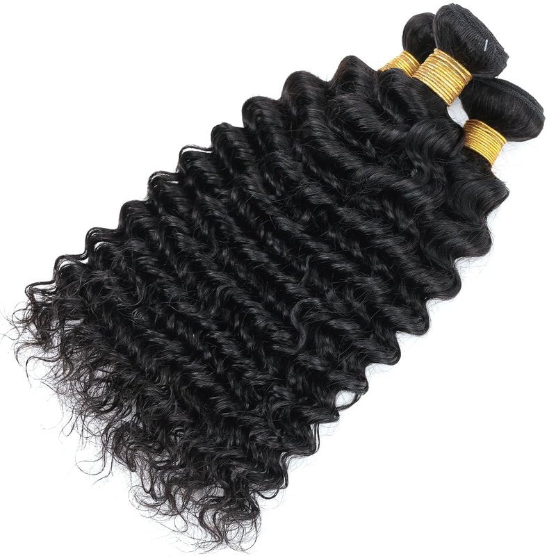 Brazilian Curly Human Hair Bundles - 12A Unprocessed Virgin Deep Wave | 8-10-12 Inch Sew-In for Black Women