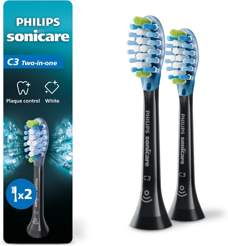 Philips Sonicare C3 Replacement Electric Toothbrush Heads - 2 Pack, Black, HX9042/95