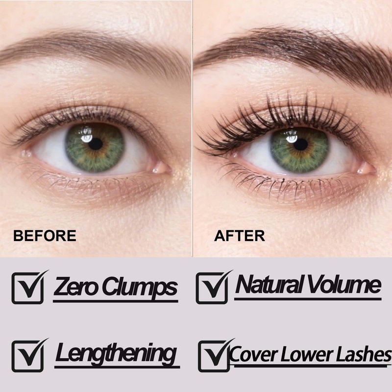 Black Mascara for Fine Short Lash & Older Women & Mulit-layered Lashes, Ultimate Length Volumizing Lower Bottom Lashes Mascara, Ultra-Precise Slim Adjustable Brush to Any Angle, Smudge-proof