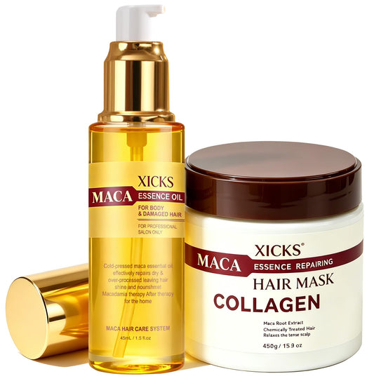 Moroccan Maca Hair Mask & Maca Essence Oil Set 15.9+1.5 Fl Oz