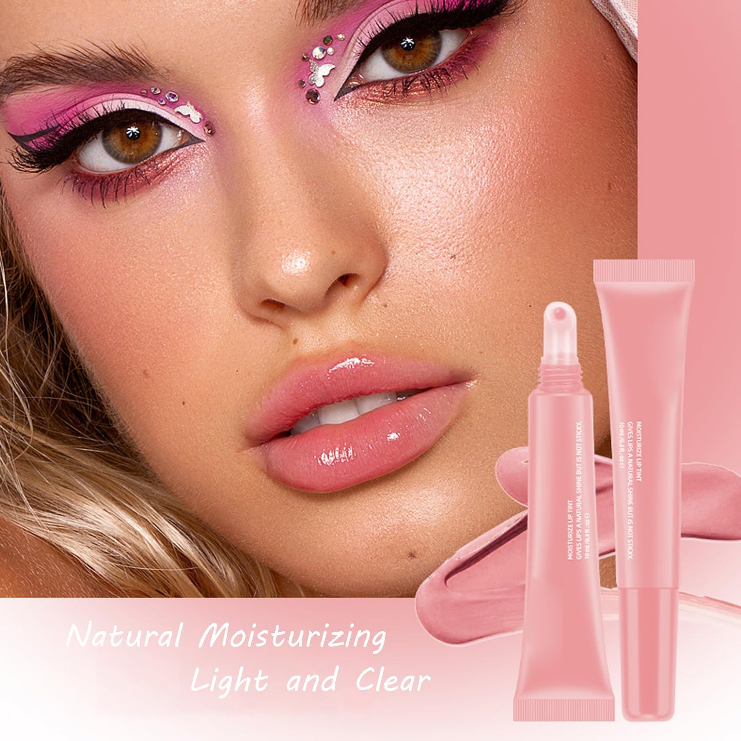 DENESTUP 5 Pcs Hydrating Lip Gloss Lip Jam Set, High Shine Glass Finish Nude Colors Moisturizing Glitter Plumping Lip Gloss Shiny Jelly Liquid Lipstick for Girls and Women