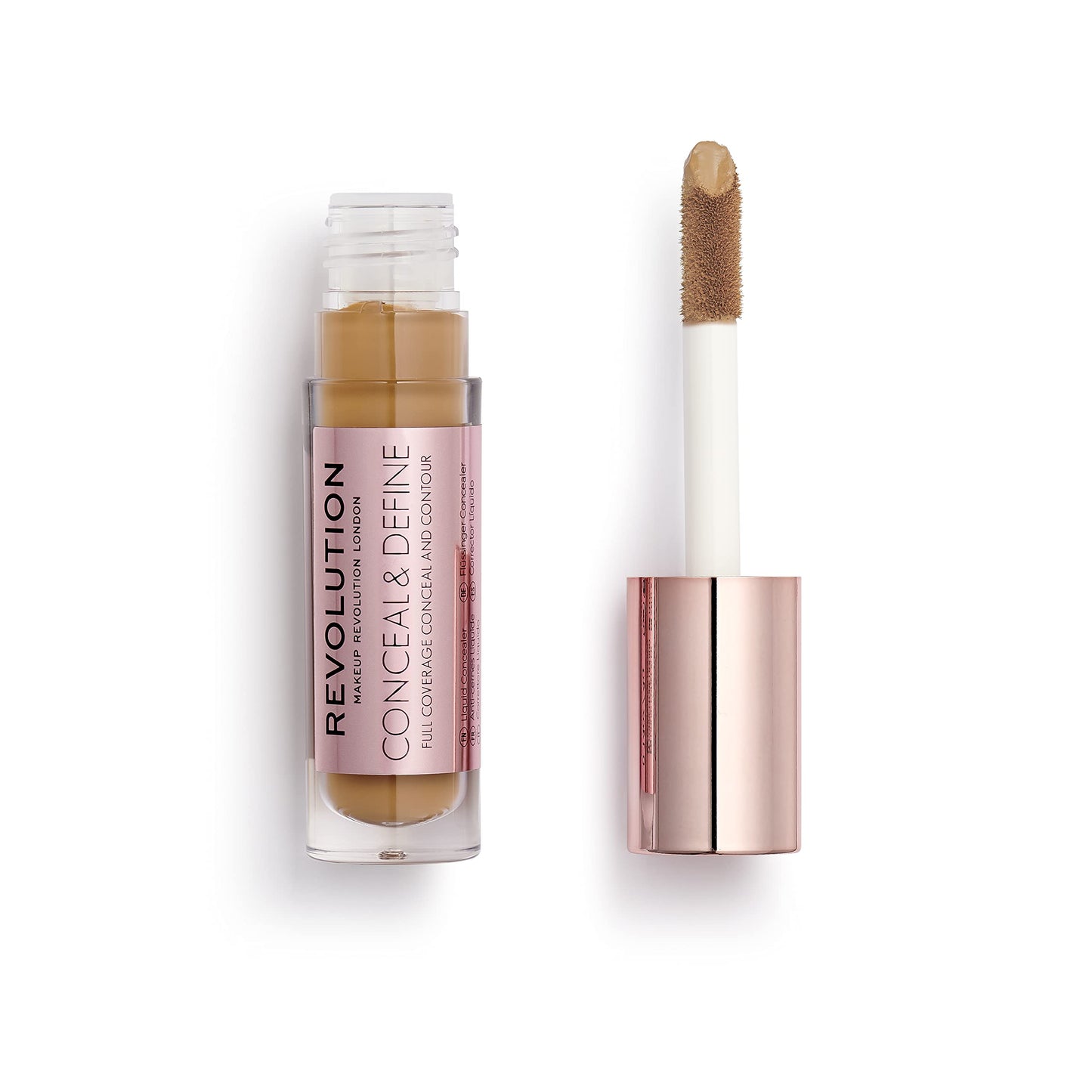 Makeup Revolution Conceal & Define Concealer, Full Coverage Makeup Concealer, Matte Finish & Long Wear, For Medium or Tan Skin Tones, Vegan, C12.5, 4ml