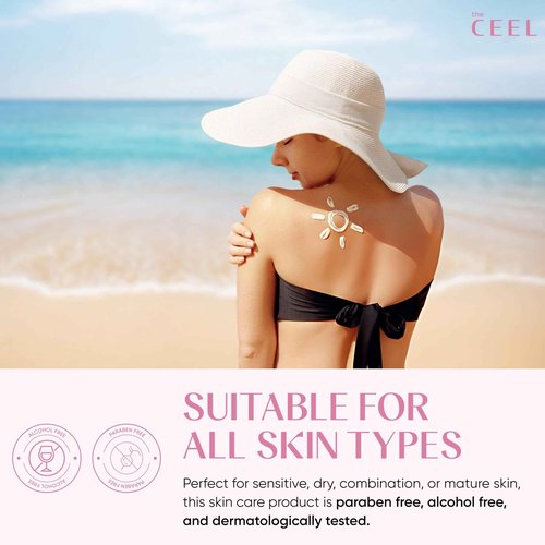 The Ceel Pink Tone Up Sunscreen for Face with SPF 50+ & Hyaluronic Acid - Brightening, Glowing & Moisturizing Facial Primer with Calamine & Vitamin B5 for All Skin Type - Paraben & Perfume Free - 50ml