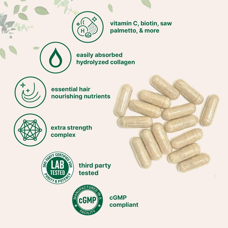 Micro Ingredients Hair Vitamins Complex, 120 Capsules | Hair Supplements for Women & Men with Hydrolyzed Collagen, Keratin, Methylfolate, Bamboo Extract, Vitamin C, Biotin, Saw Palmetto, & More