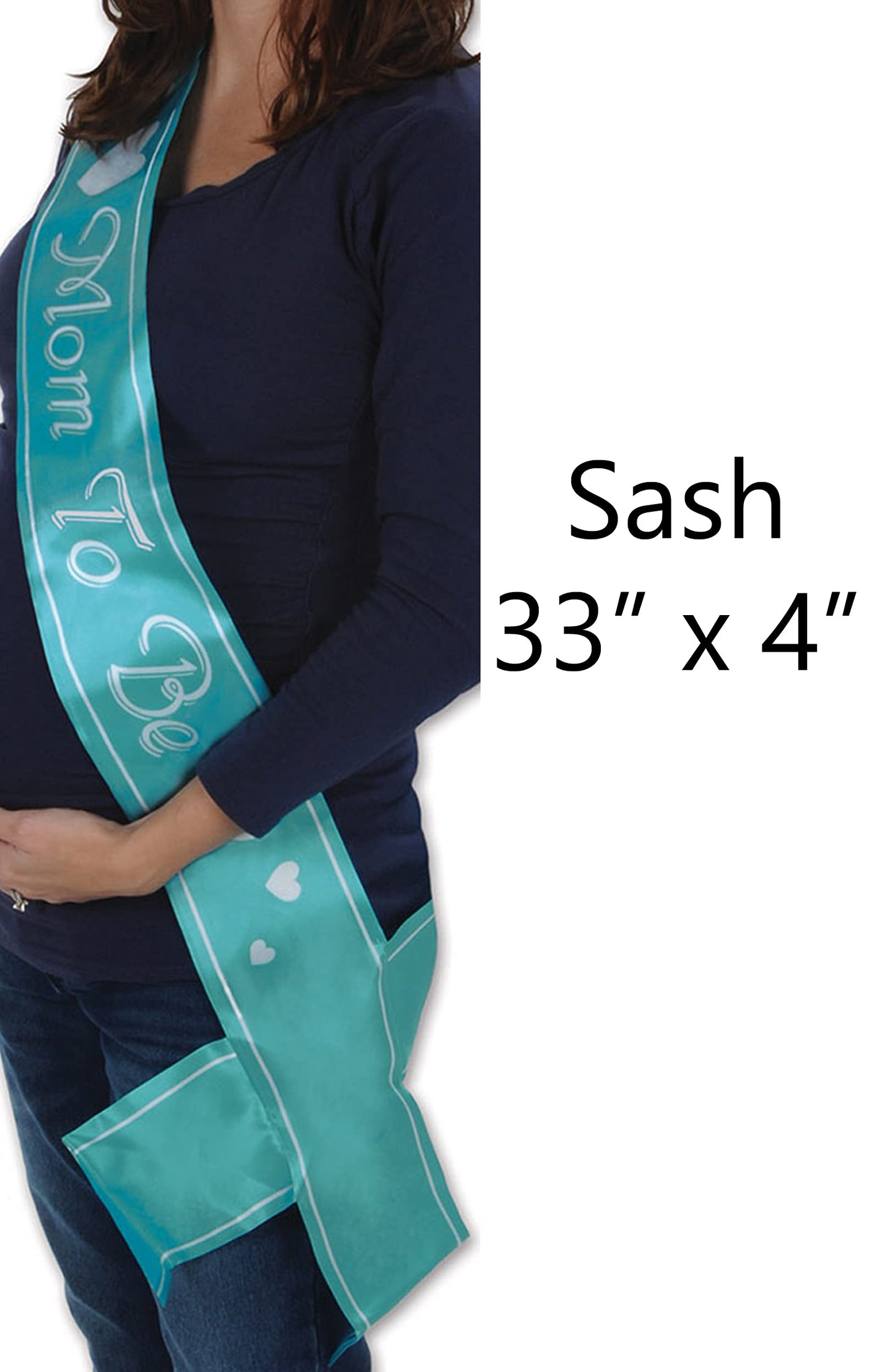 Beistle Mom to Be Baby Shower Satin Sash, 33" x 4", Turquoise